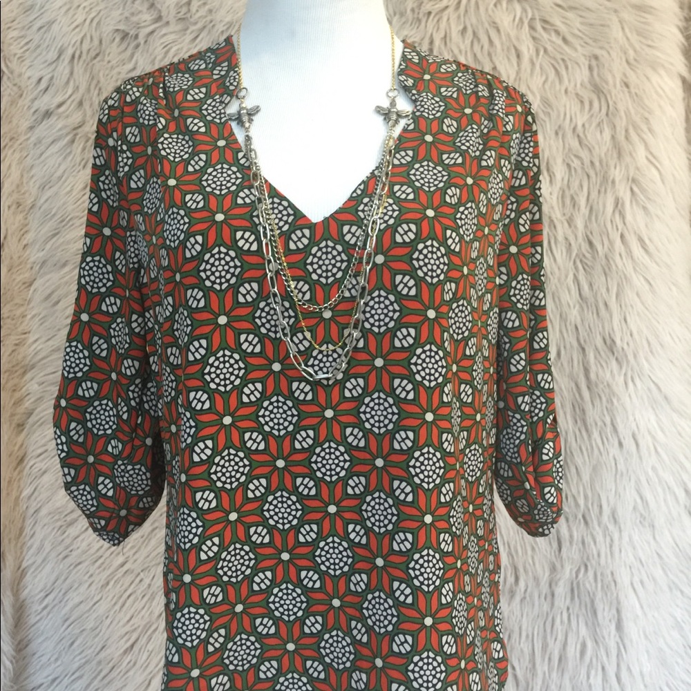 Ezra retro print tunic blouse